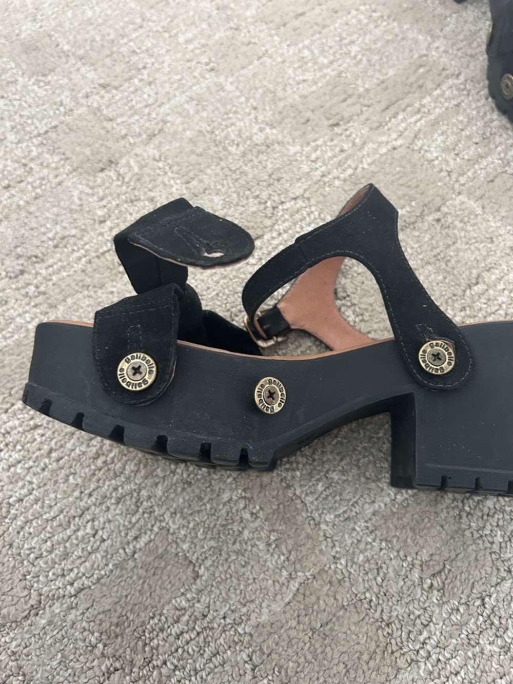 Galibelle Brazil Lug-Sole Suede Sandals changeable button on straps - Picture 6 of 6